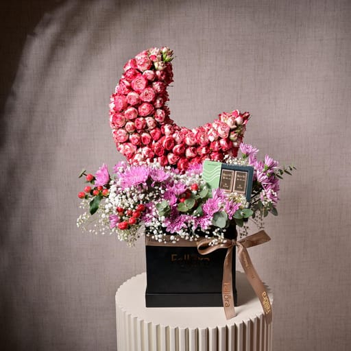 Pink Spray Roses Crescent Moon Luxury Arrangement-C41
