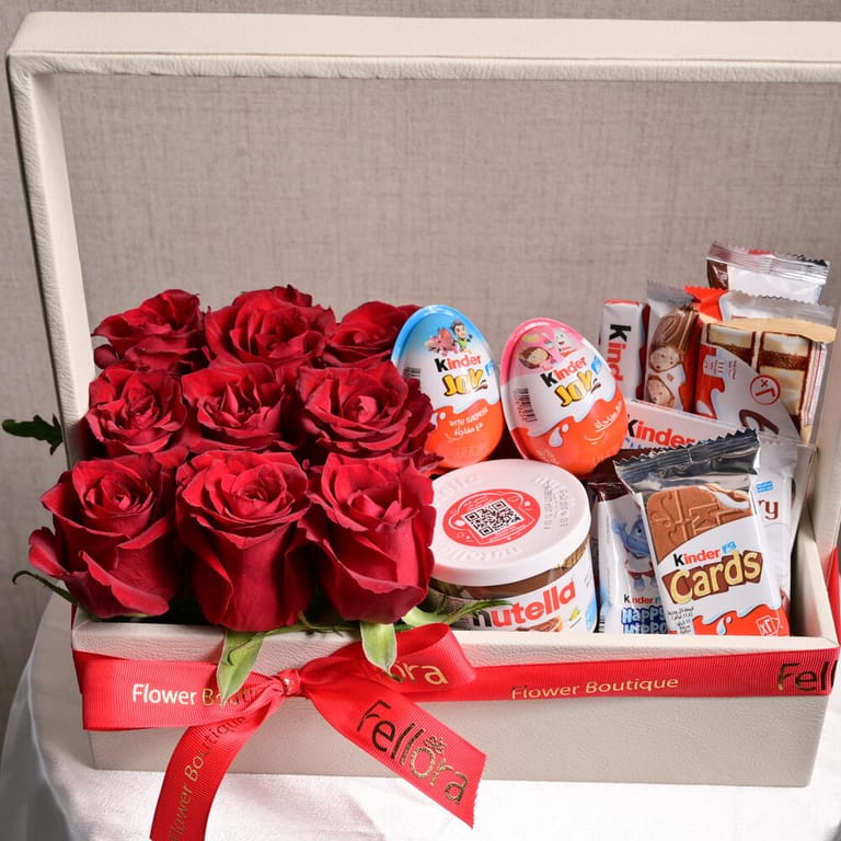 Red Roses And Kinder Joy Chocolate Hamper Combo-C48 - Image 3