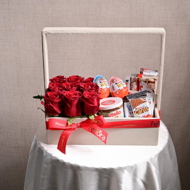 Red Roses And Kinder Joy Chocolate Hamper Combo-C48 - Image 4