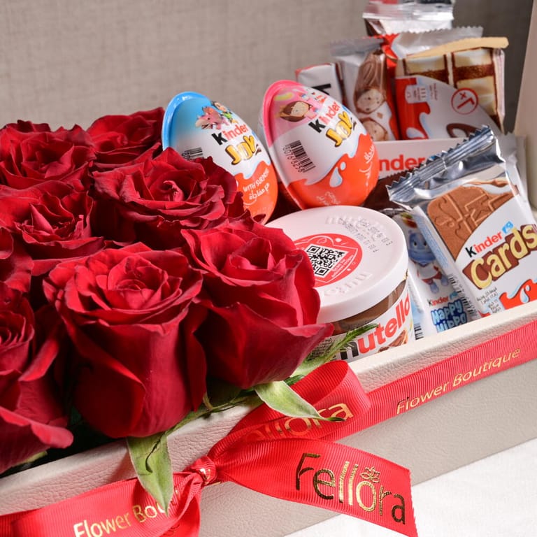 Red Roses And Kinder Joy Chocolate Hamper Combo-C48 - Image 6