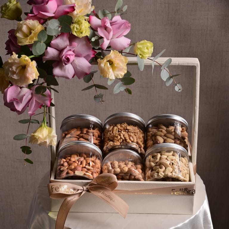 Premium Mixed Nuts And Luxury Flowers Gift Combo-C50 - Image 3