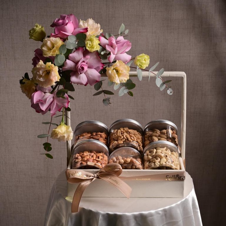 Premium Mixed Nuts And Luxury Flowers Gift Combo-C50 - Image 4