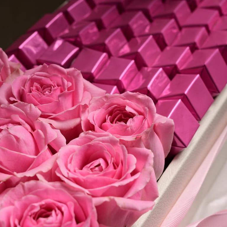Pink Roses And Assorted Pink Chocolates Luxury Hamper Combo-C51 - Image 2