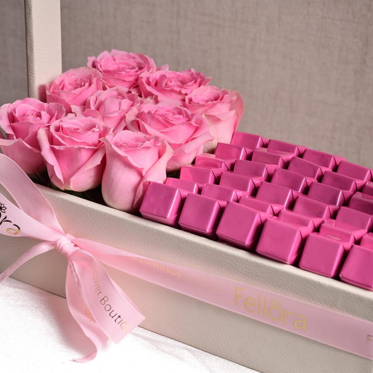 Pink Roses And Assorted Pink Chocolates Luxury Hamper Combo-C51 - Image 3