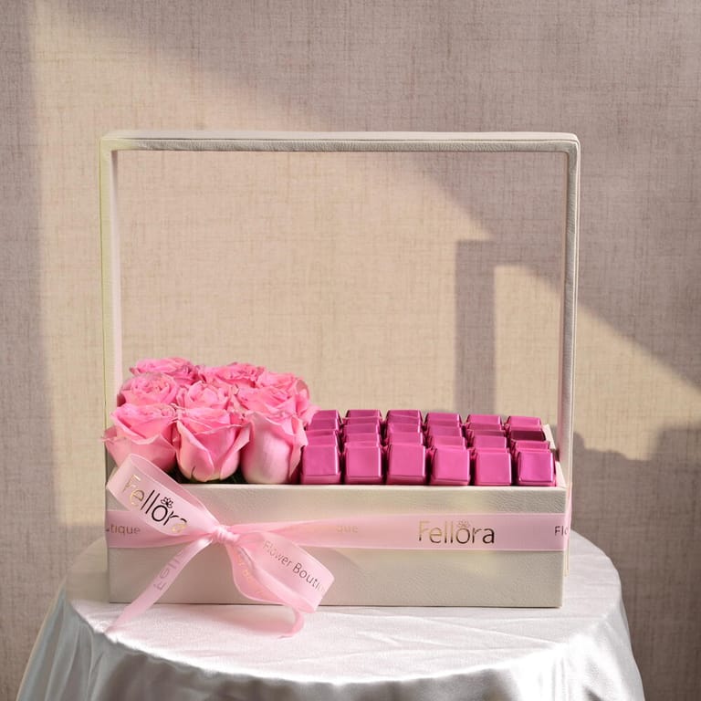 Pink Roses And Assorted Pink Chocolates Luxury Hamper Combo-C51 - Image 4