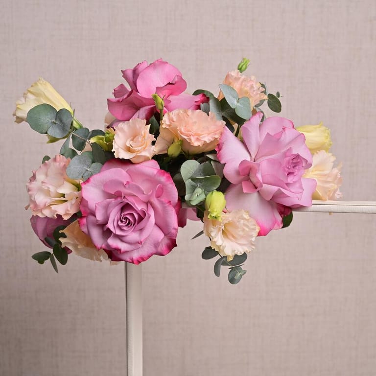 Purple Roses Lisianthus And Premium Assorted Nuts Gift Combo-C63 - Image 3