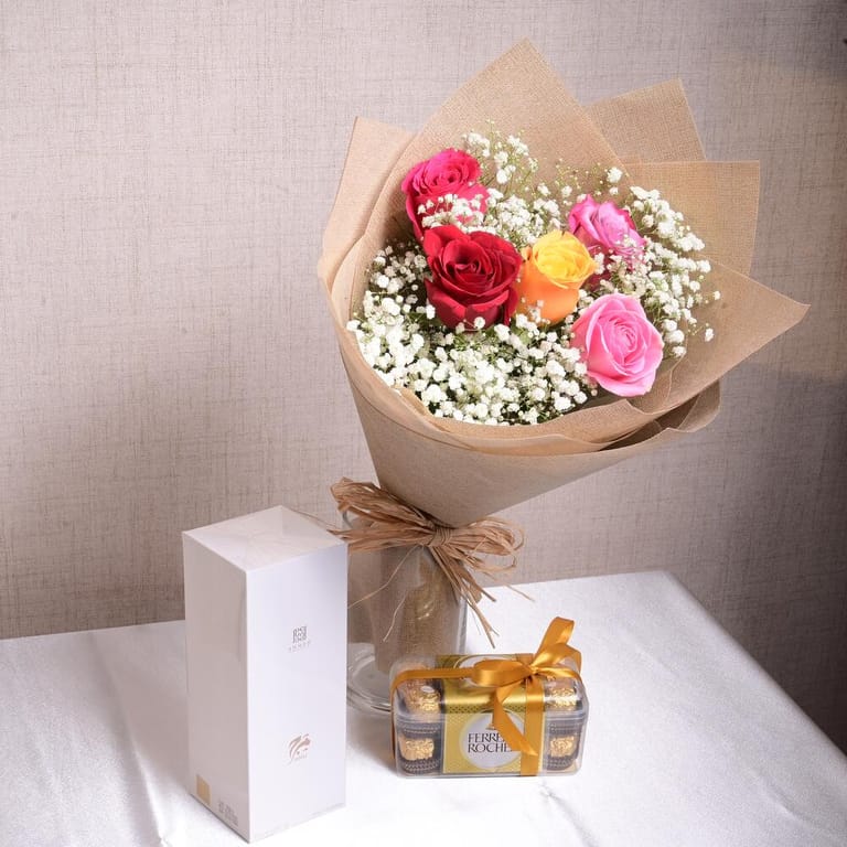 Marj Perfume Gift Set With Roses And Ferrero Chocolates-C73 - Image 2