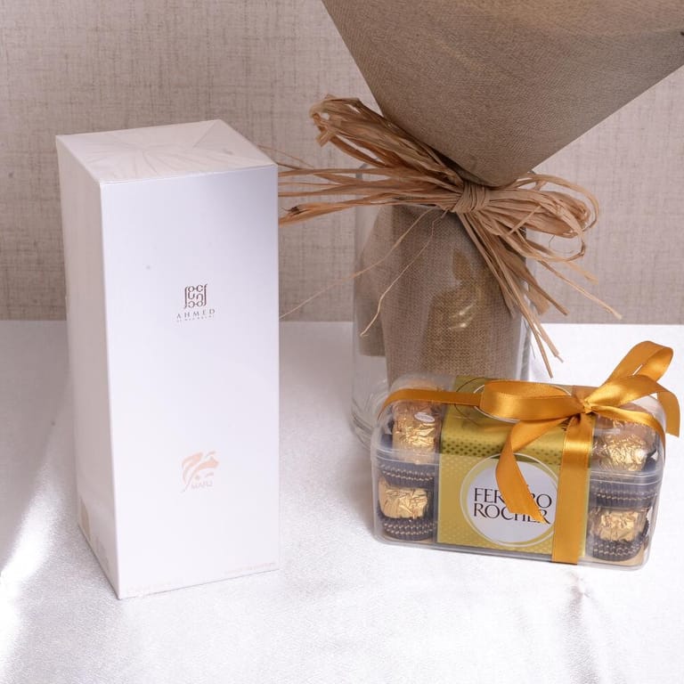 Marj Perfume Gift Set With Roses And Ferrero Chocolates-C73 - Image 3