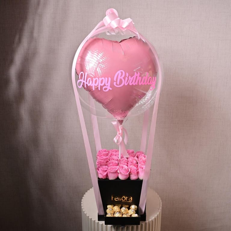 Flowers Balloons And Chocolates Gift Combo-C77 - Image 1