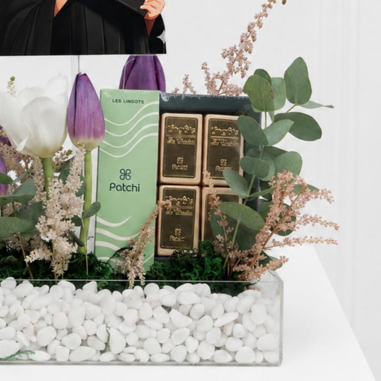 Graduation Gift For Her With Tulips And Patchi Chocolate-C96 - Image 4