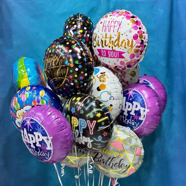 15 Happy Birthday Foil Balloon Bouquet-A364 - Image 1