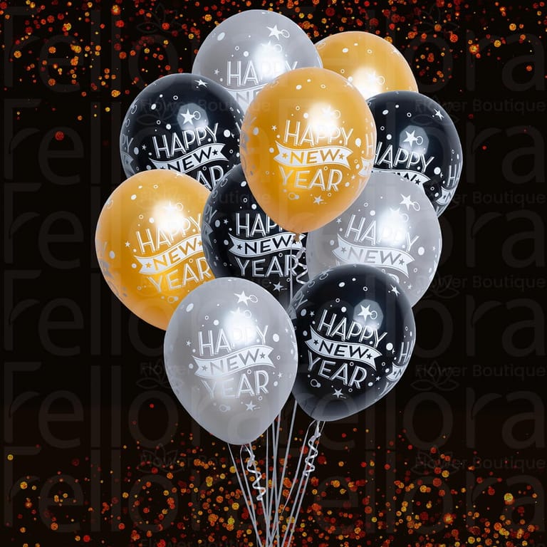 15 Happy New Year Helium Latex Balloons-A368 - Image 1