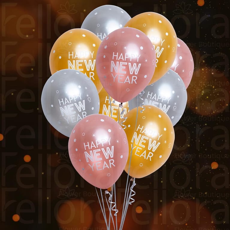 15 Pastel Happy New Year Helium Latex Balloons-A370 - Image 1