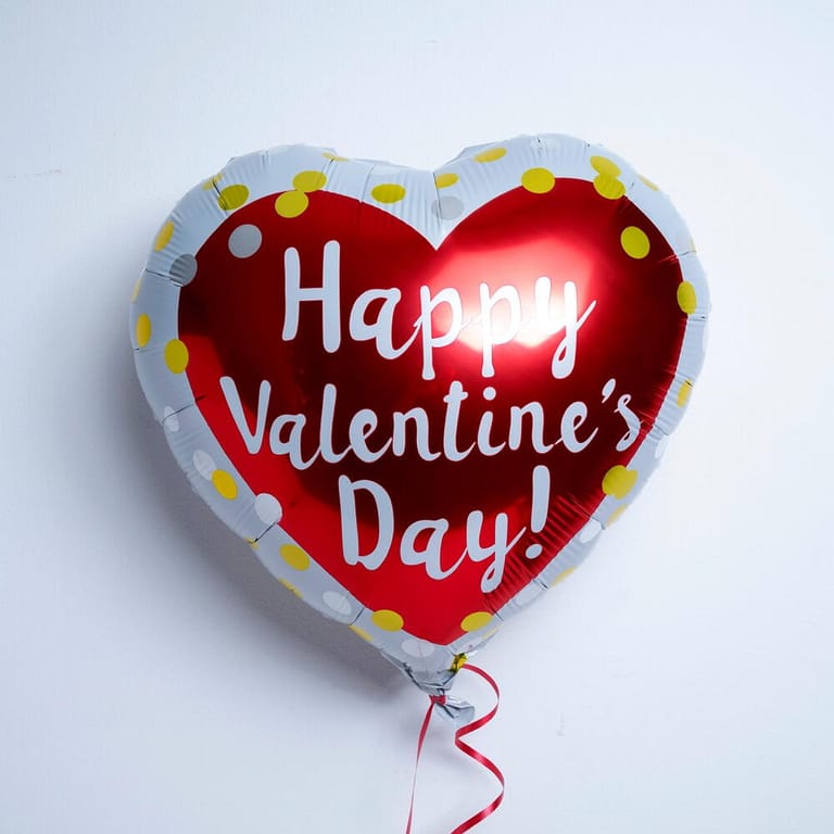 Red And Silver Confetti Heart Happy Valentines Day Foil-A407 - Image 1