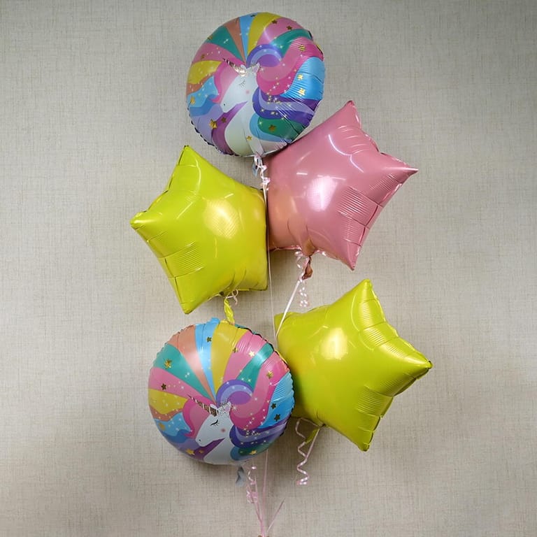 Unicorn And Star Helium Balloon Bouquet-A761 - Image 2