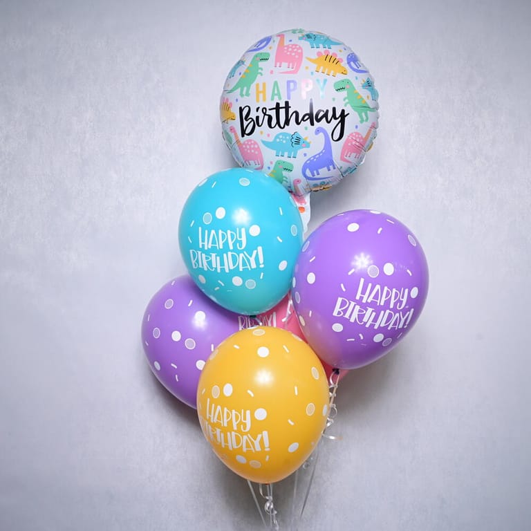 7 Happy Birthday Balloons Bouquet With Dinosaur Foil-A1062 - Image 3