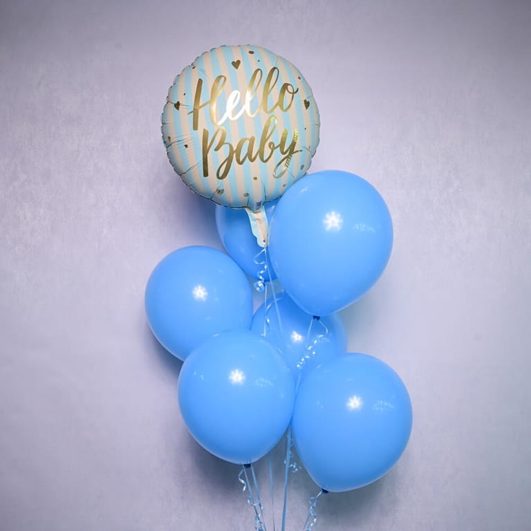 Hello Baby And Blue Helium Balloons Set-A1068 - Image 1