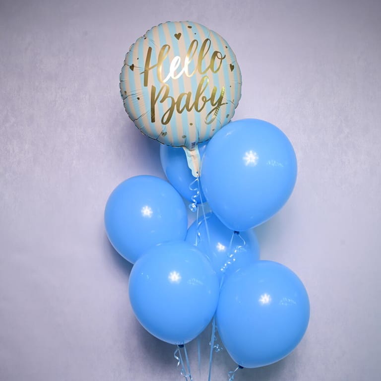 Hello Baby And Blue Helium Balloons Set-A1068 - Image 3