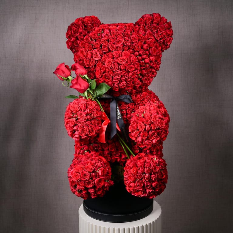 Giant Red Spray Roses Teddy Bear Luxury Arrangement-A1099 - Image 3
