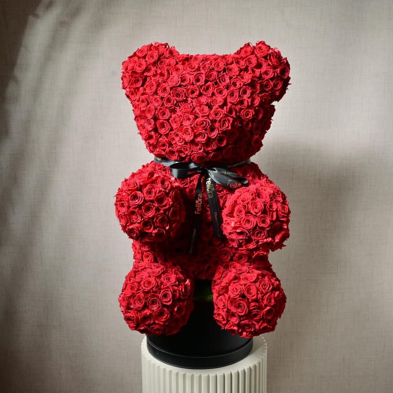 Giant Preserved Spray Roses Teddy Bear Luxury Arrangement-A1107 - Image 4