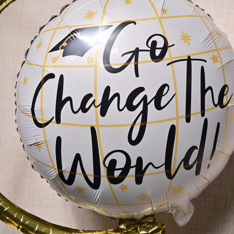 Globe Shape Go Change The World Graduation Foil Balloon-A1248 - Image 3