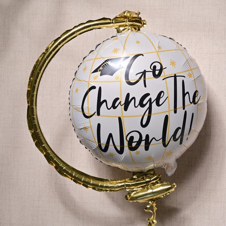 Globe Shape Go Change The World Graduation Foil Balloon-A1248 - Image 4