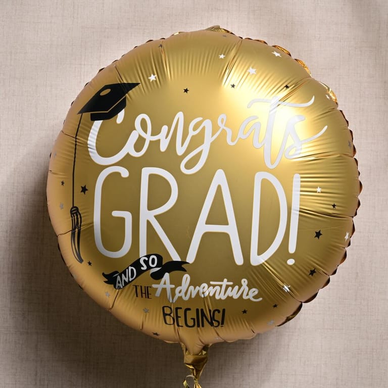 Gold Congrats Grad Adventure Begins Helium Foil Balloon-A1249 - Image 1