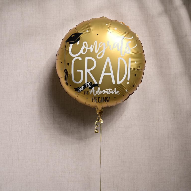 Gold Congrats Grad Adventure Begins Helium Foil Balloon-A1249 - Image 3