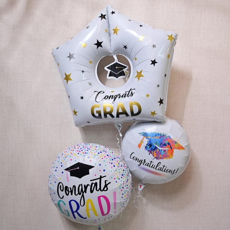 Congrats Grad Graduation Helium Foil Balloons Bouquet-A1250 - Image 1