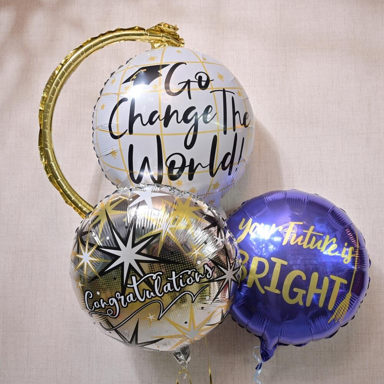 Go Change The World Graduation Helium Balloons Bouquet-A1252 - Image 1