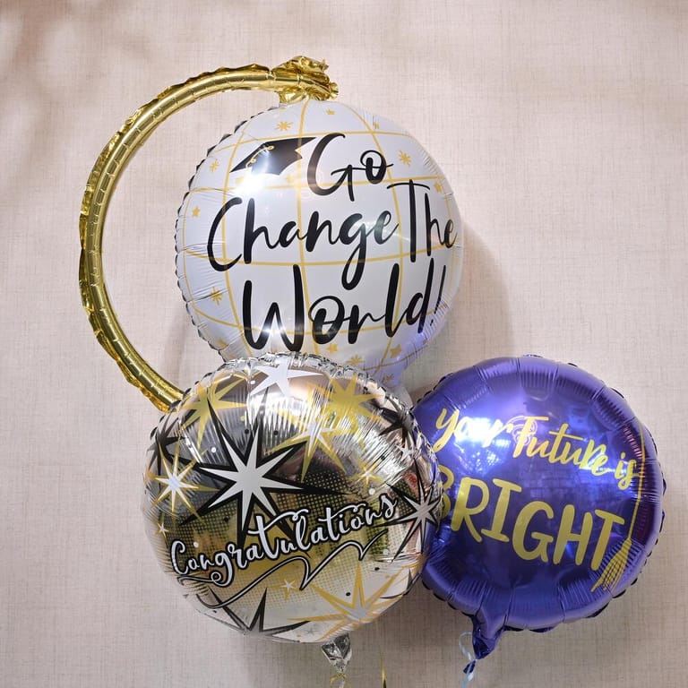 Go Change The World Graduation Helium Balloons Bouquet-A1252 - Image 3