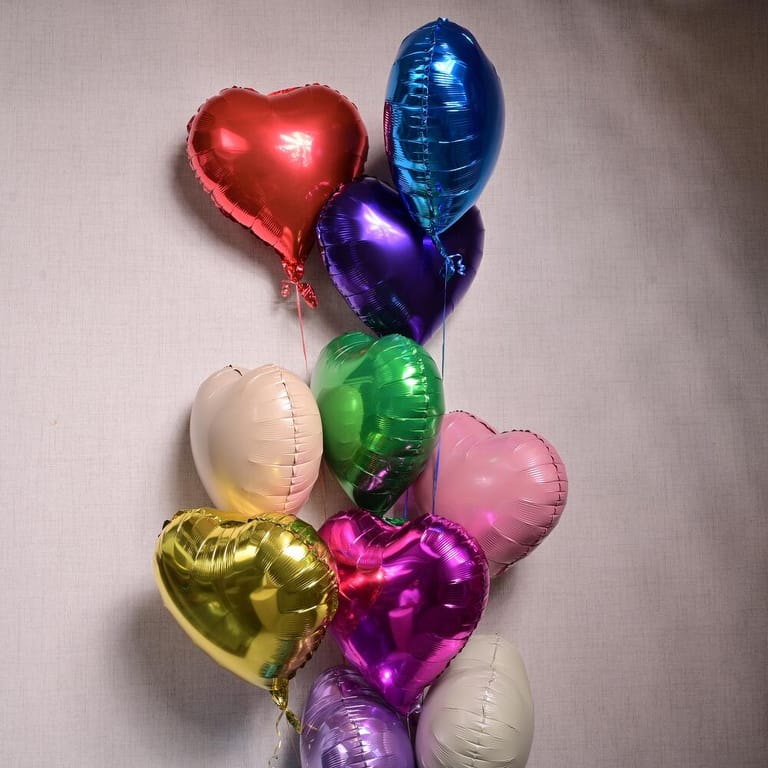 11 Multicolor Heart Helium Foil Balloons Bouquet-A1327 - Image 3