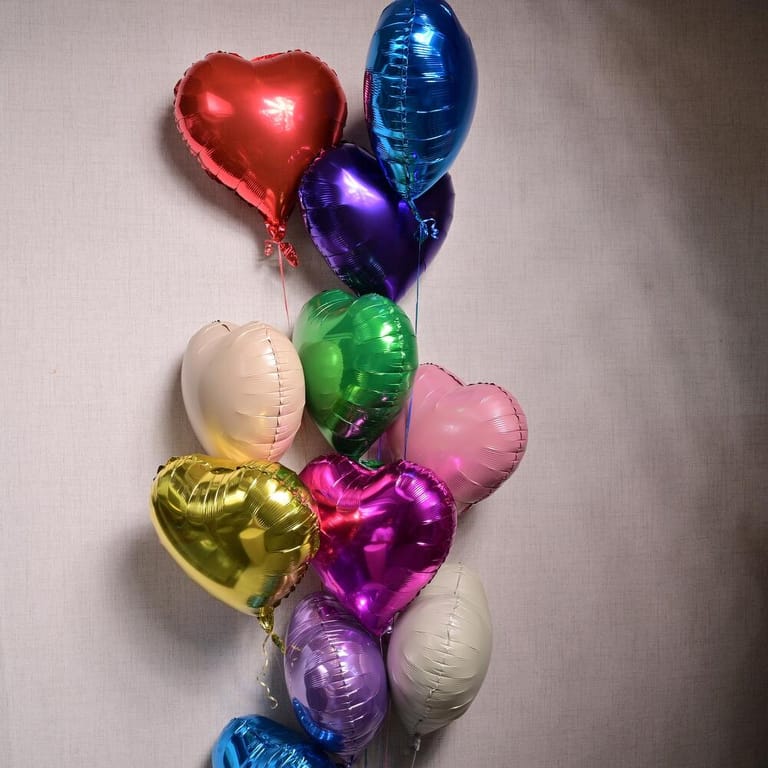 11 Multicolor Heart Helium Foil Balloons Bouquet-A1327 - Image 4