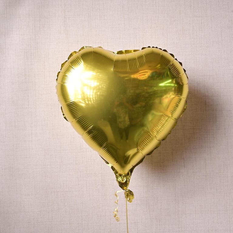Gold Heart Shaped Helium Foil Balloon-A1334 - Image 3