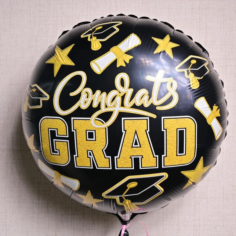 Congrats Grad Black And Gold Helium Foil Balloon-A1345 - Image 1