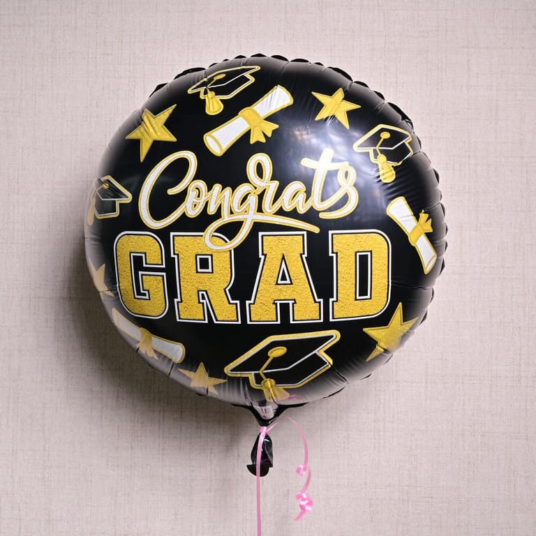 Congrats Grad Black And Gold Helium Foil Balloon-A1345 - Image 3
