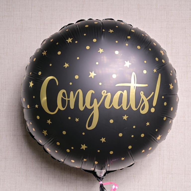 Congrats Foil Balloon With Gold Stars And Confetti Design-A1346 - Image 1