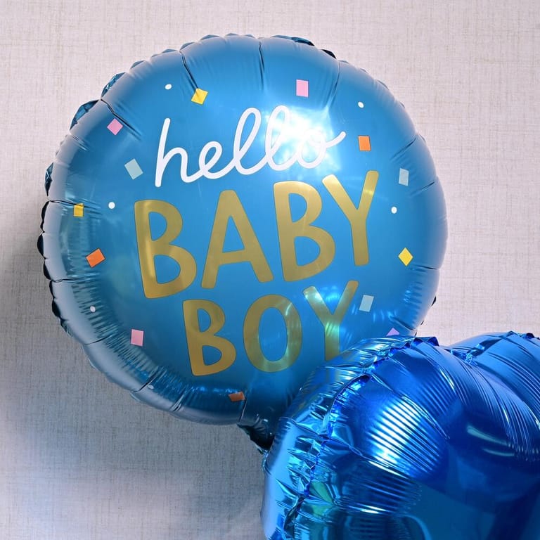 Hello Baby Boy And Blue Heart Shaped Foil Balloons Bouquet-A1350 - Image 3