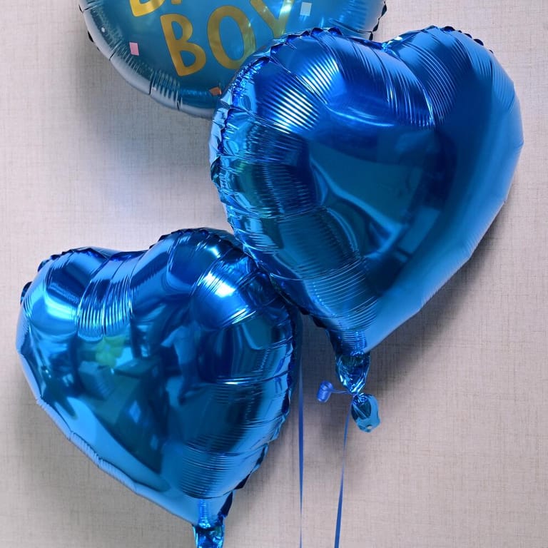 Hello Baby Boy And Blue Heart Shaped Foil Balloons Bouquet-A1350 - Image 4
