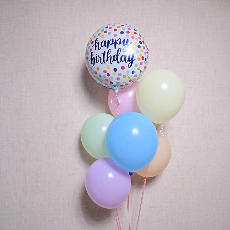 Happy Birthday Pastel Helium Balloon Bouquet-A1362 - Image 1