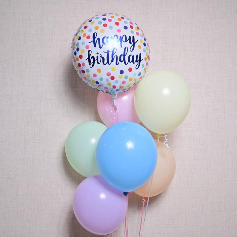 Happy Birthday Pastel Helium Balloon Bouquet-A1362 - Image 4