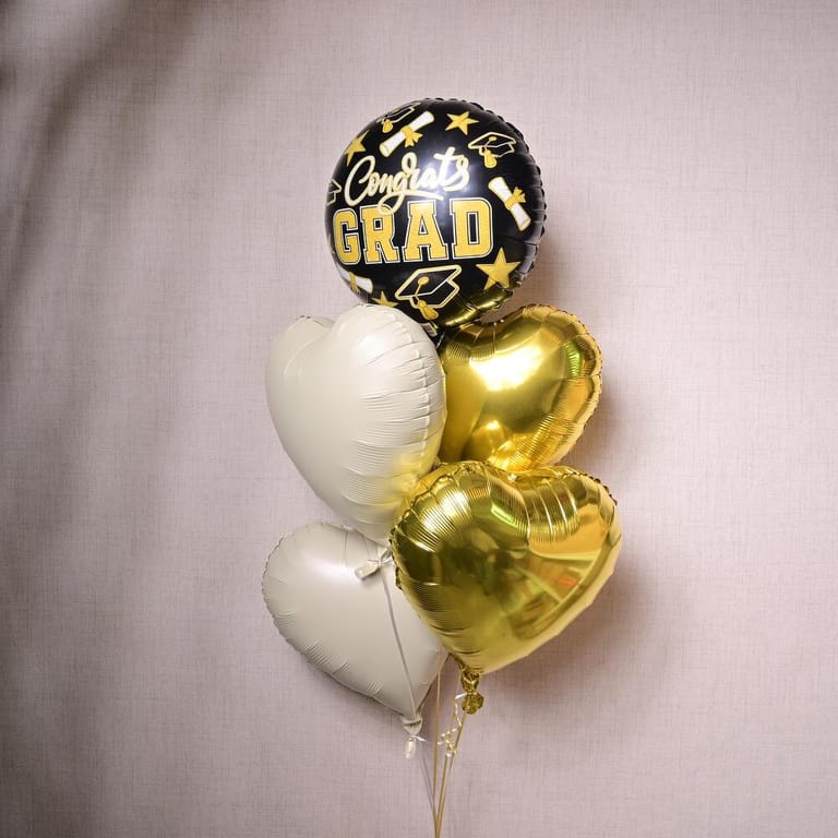 Congrats Grad And Heart-Shaped Foil Balloon Bouquet-A1363 - Image 1