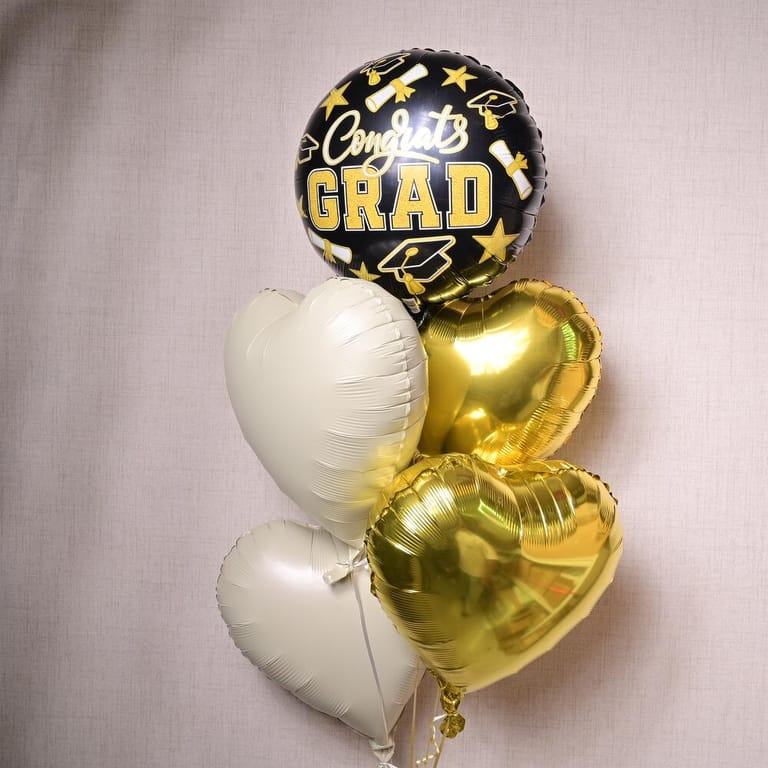 Congrats Grad And Heart-Shaped Foil Balloon Bouquet-A1363 - Image 3