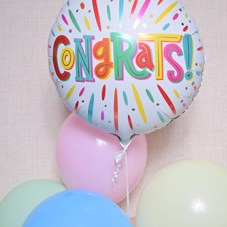 Congrats Foil Balloon And Latex Helium Balloons Bouquet-A1364 - Image 2