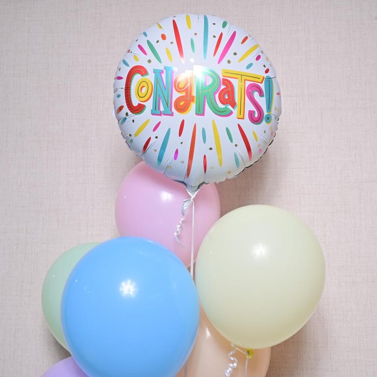 Congrats Foil Balloon And Latex Helium Balloons Bouquet-A1364 - Image 3