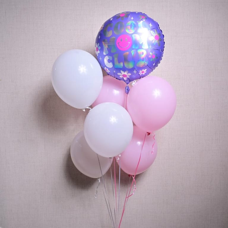 Cool Mom Club Pink And White Helium Balloon Set-A1370 - Image 1