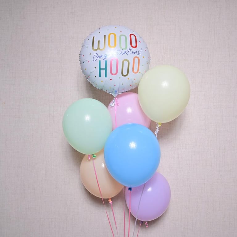 Woohoo Congratulations Pastel Color Helium Balloon Set-A1371 - Image 3