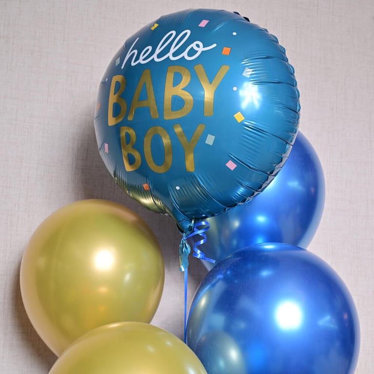 Hello Baby Boy Blue And Gold Helium Balloon Set-A1376 - Image 2