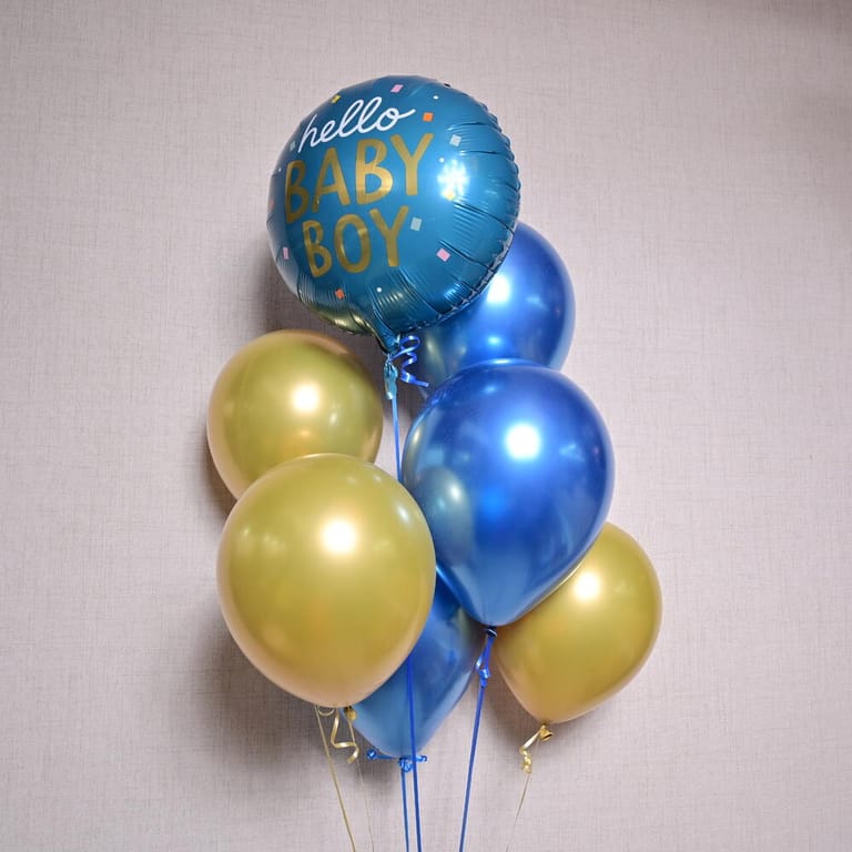 Hello Baby Boy Blue And Gold Helium Balloon Set-A1376 - Image 3
