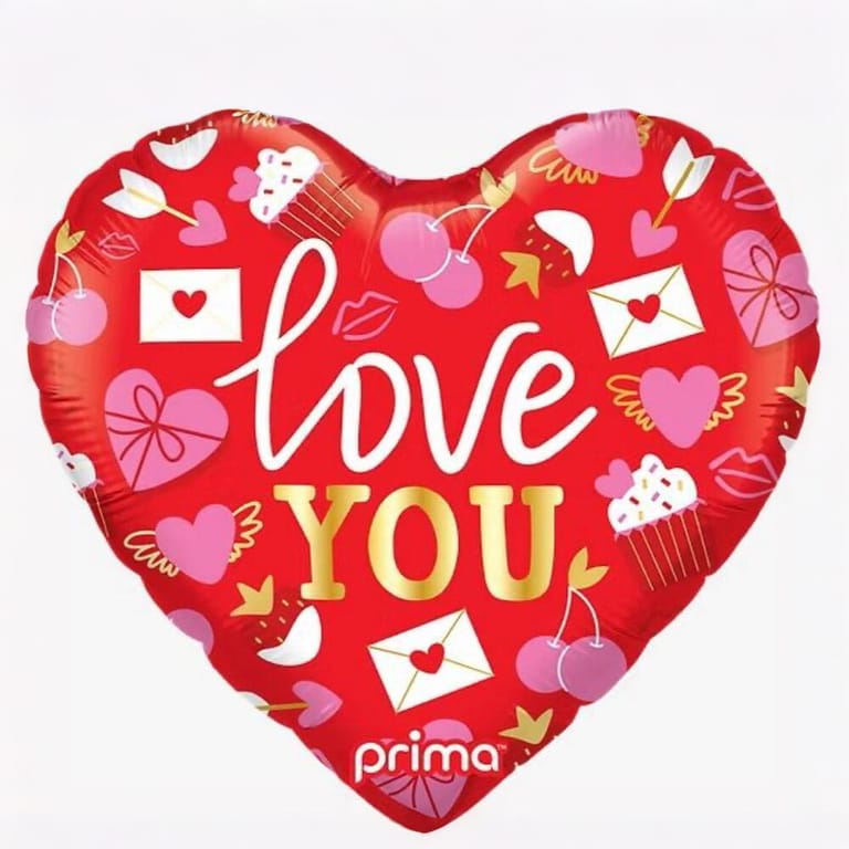 Love You Red Heart Helium Foil Balloon-A1423 - Image 1